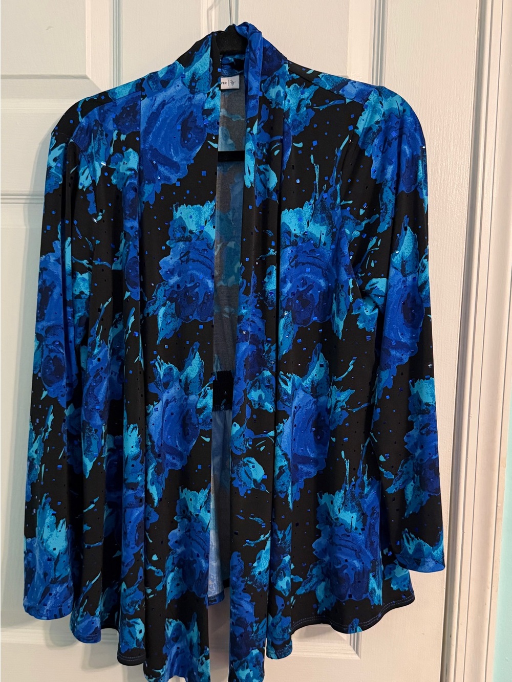 Susan Graver Blue Black Printed Jacket